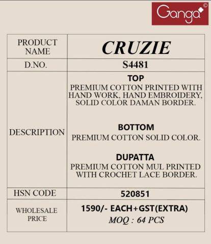 Ganga cruzie 4481 Wholesale dress materials in Pune